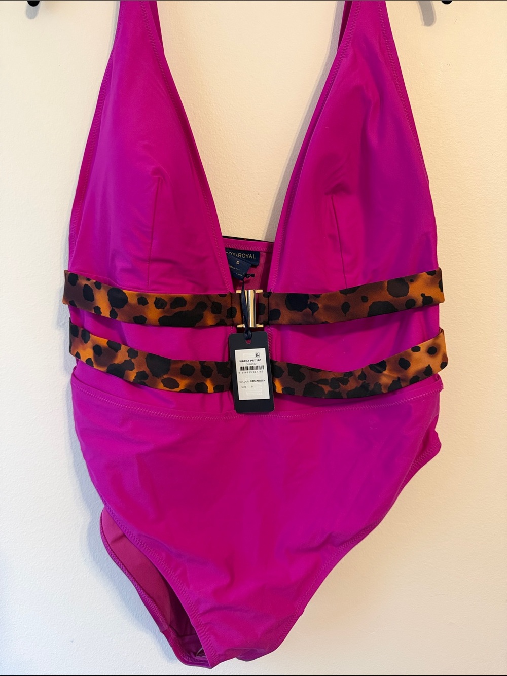 Fox & Royal Vibeka Print One Piece Purple Fuchsia Swimsuit Plus Size S/16 NWT